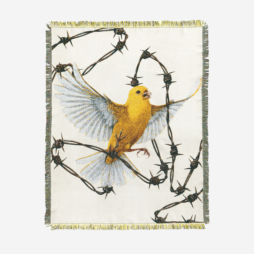 Crawling Death Bird On A Wire Woven Blanket