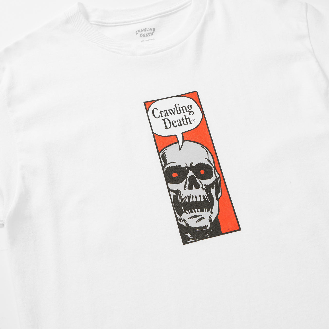 Crawling Death Comic Skull T-Shirt White