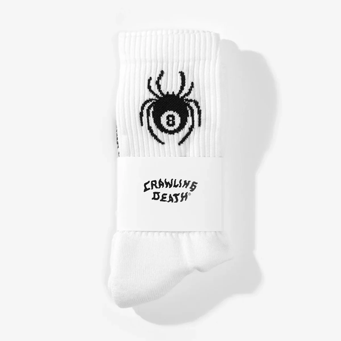 Crawling Death 8-Ball Spider Socks White