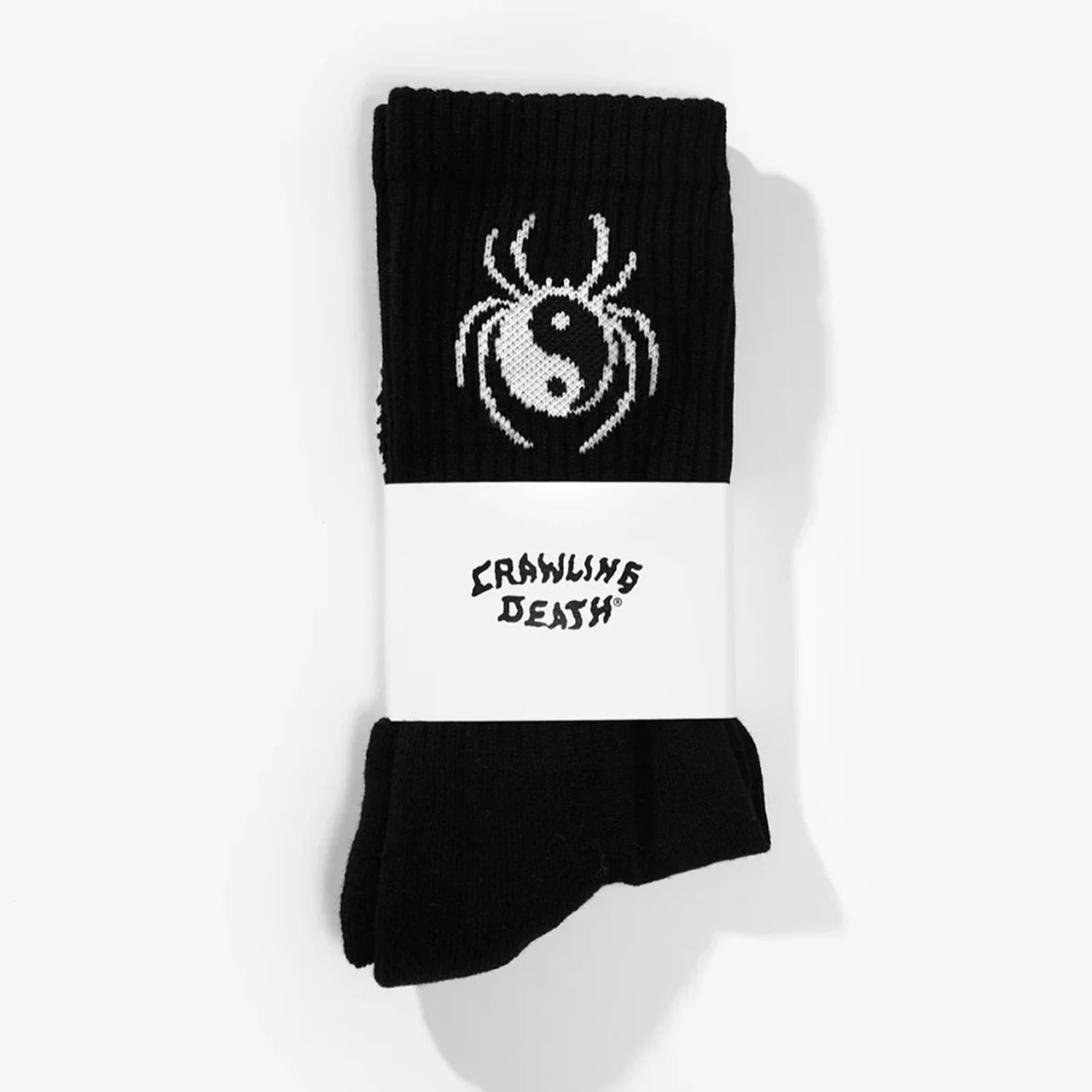 Crawling Death Yin Yang Spider Socks Black