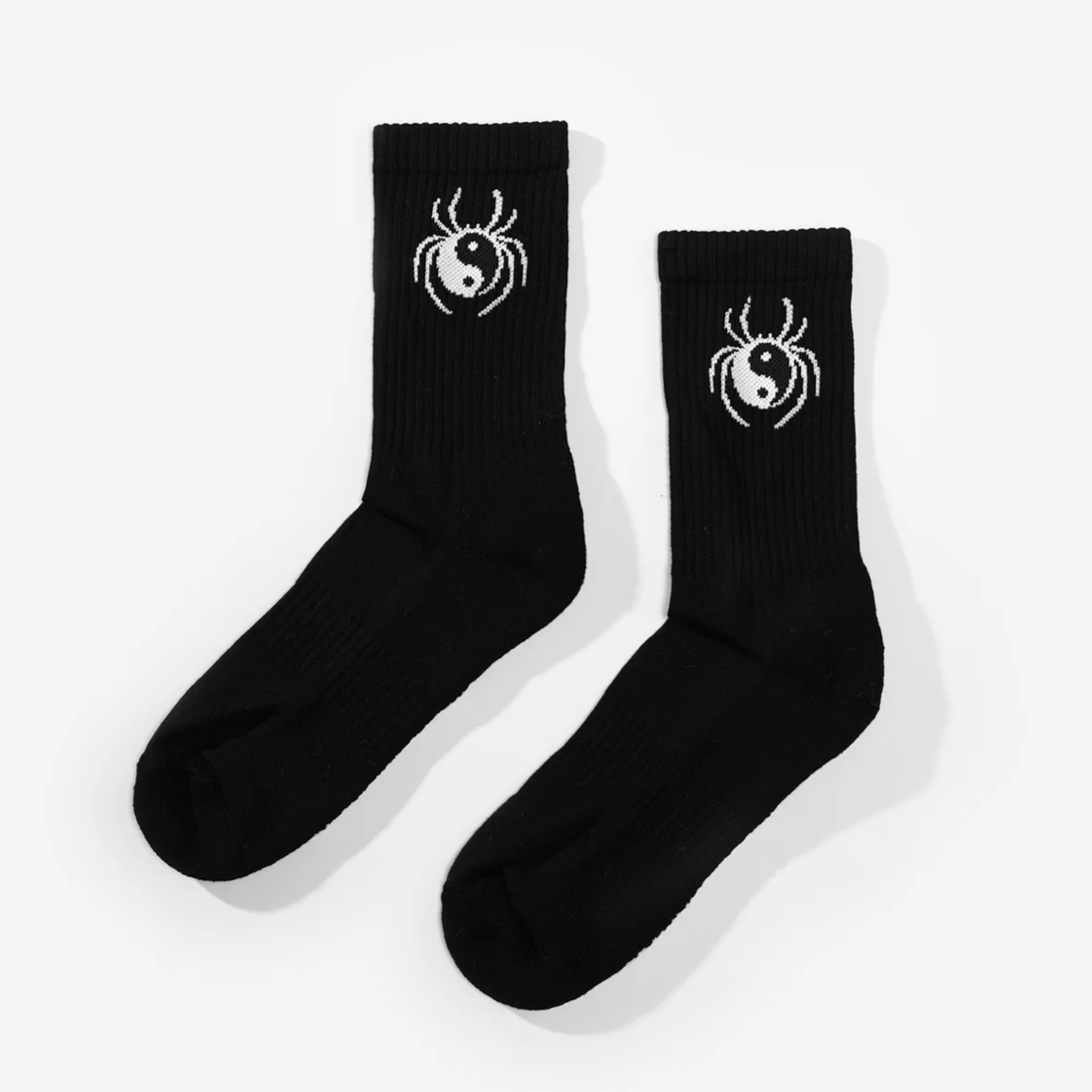 Crawling Death Yin Yang Spider Socks Black