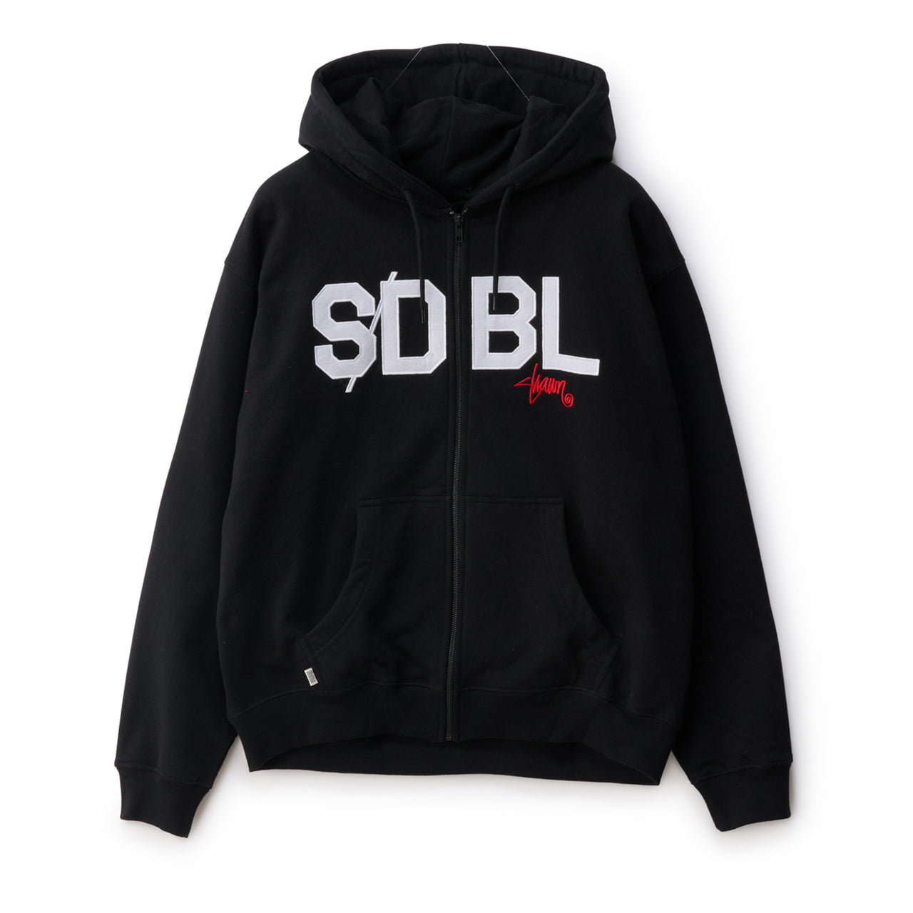 S/Double Applique Zip Through Hood Black