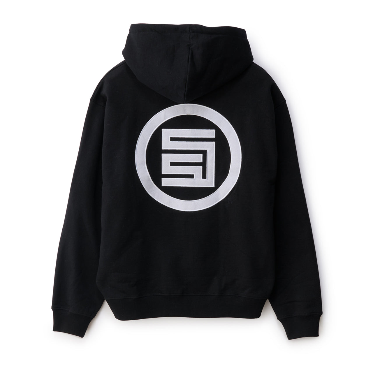 S/Double Applique Zip Through Hood Black