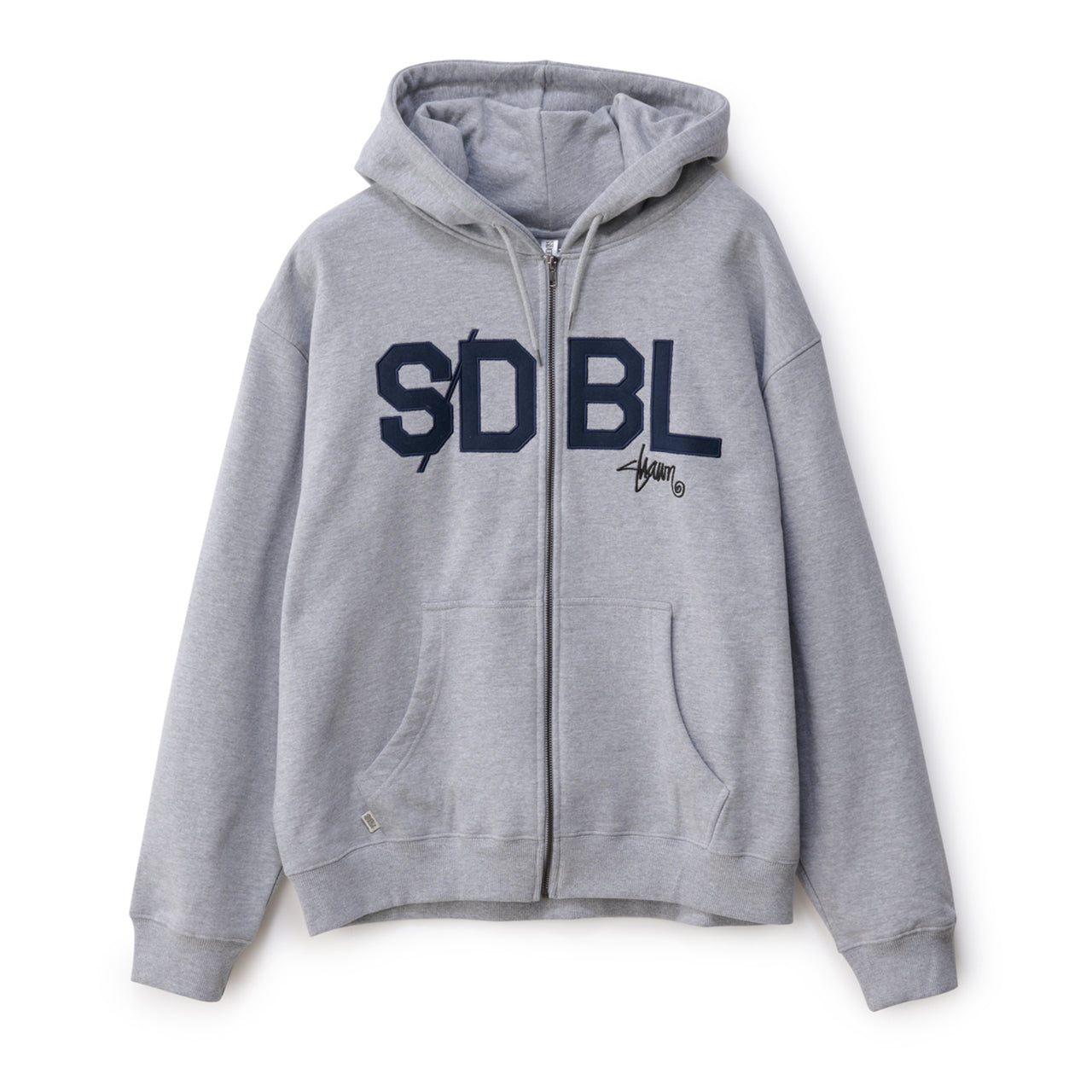 S/Double Applique Zip Through Hood Grey Heather