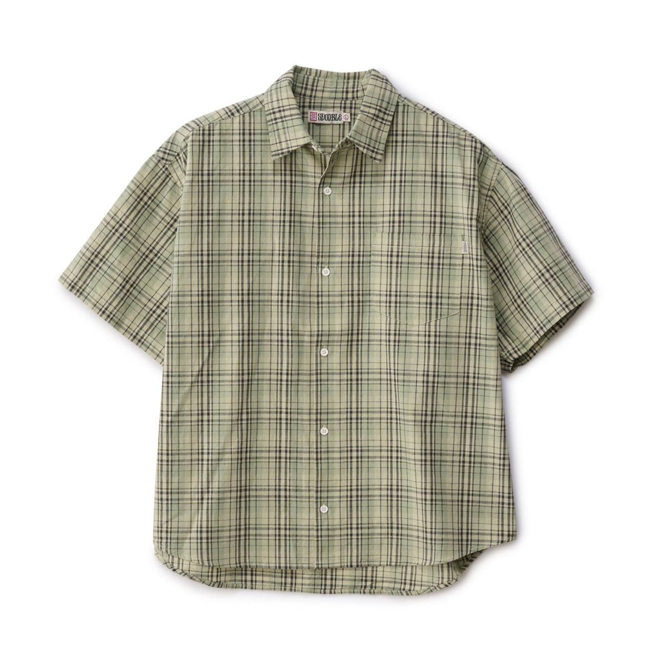 S/Double Ground Plaid S/S Shirt Sage Green