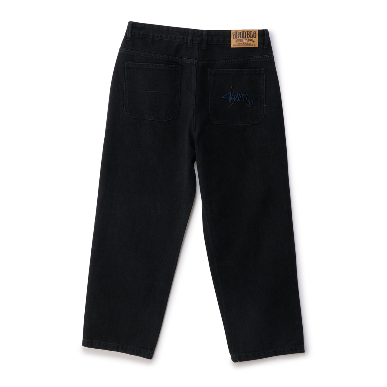 S/Double Embroidered Denim Standard Jean Black Wash