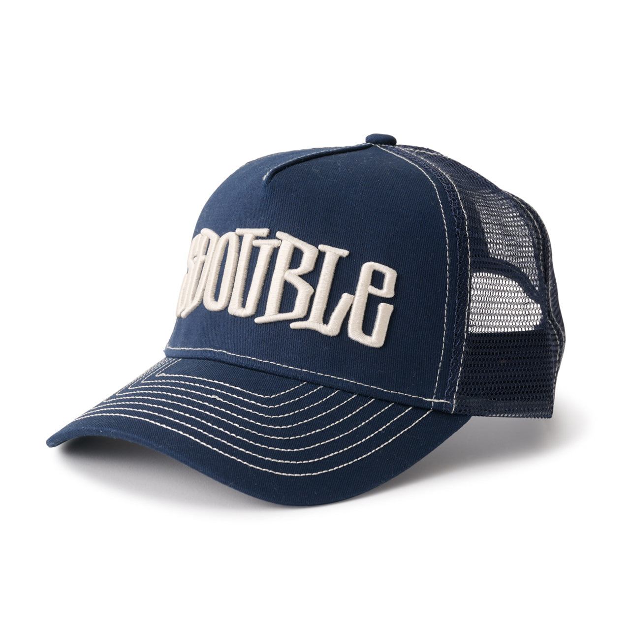 S/Double Mid-Block Curved Peak Trucker Navy