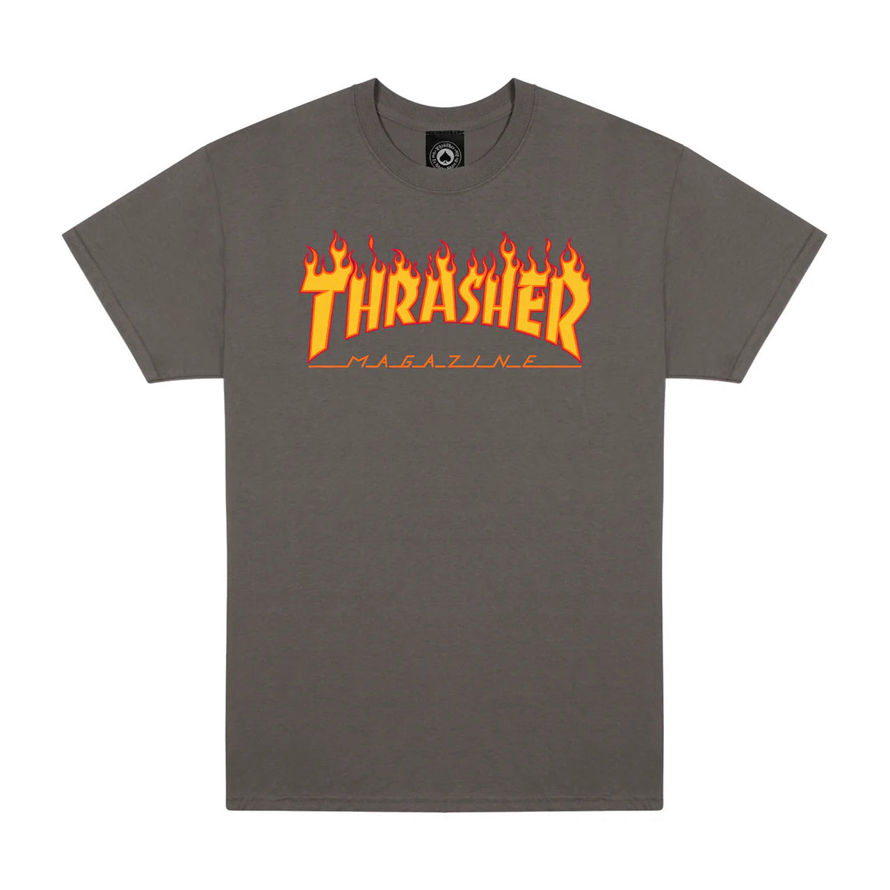 Thrasher Flame Logo Tee Charcole