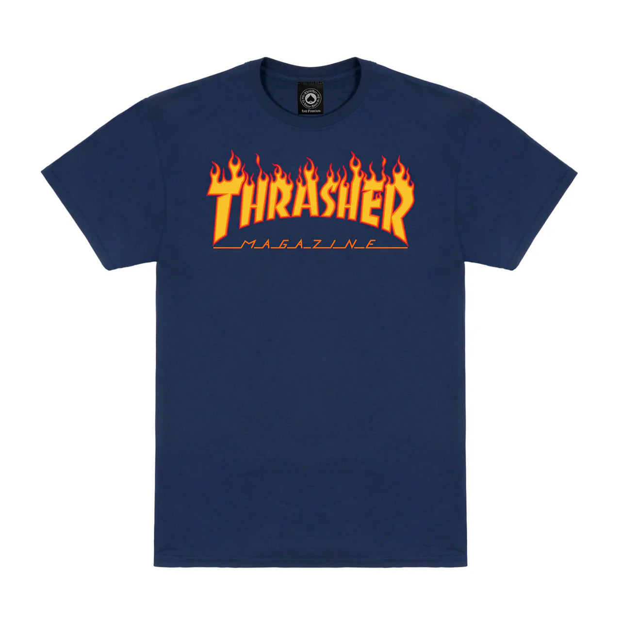 Thrasher Flame Logo Tee Navy Blue