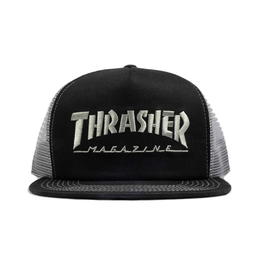 Thrasher Logo Embroided Mesh Cap Black/Grey