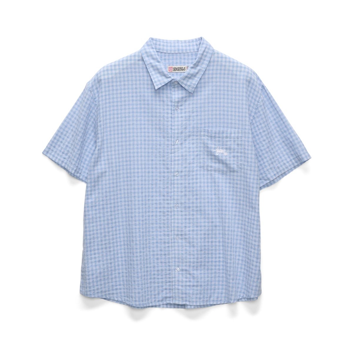 S/DOUBLE Card Check S/S Shirt Blue